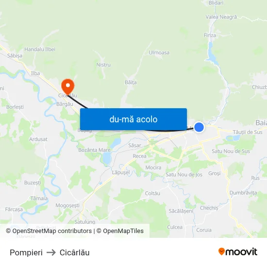 Harta de Pompieri către Cicârlău