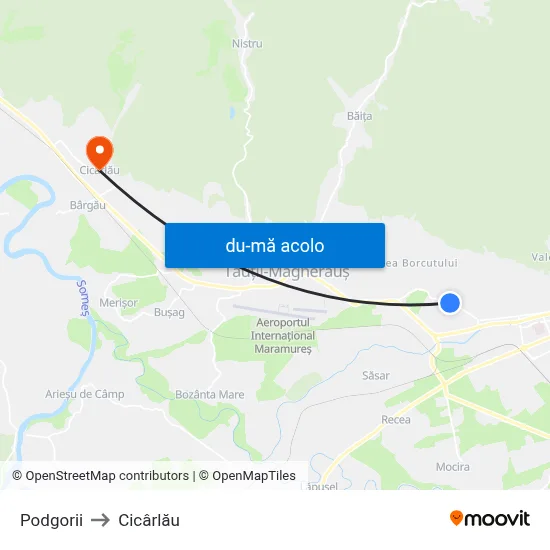 Harta de Podgorii către Cicârlău
