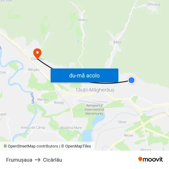 Harta de Frumușaua către Cicârlău