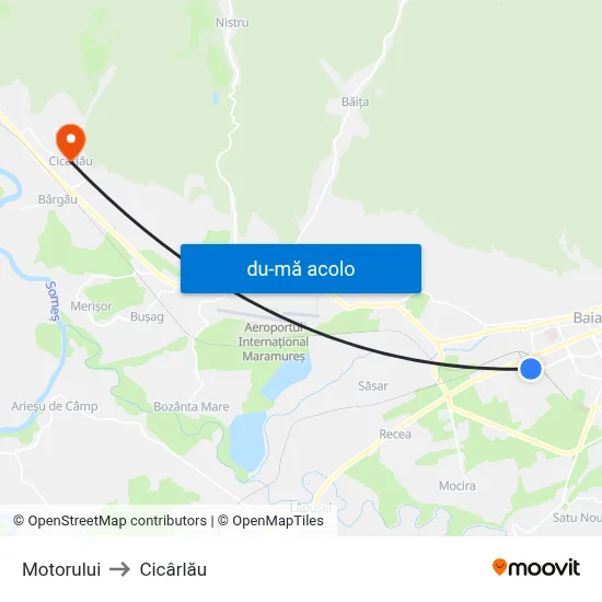 Harta de Motorului către Cicârlău