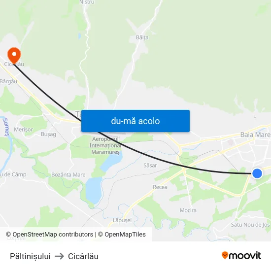 Harta de Păltinișului către Cicârlău