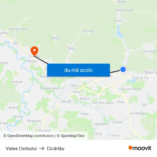 Harta de Valea Cerbului către Cicârlău