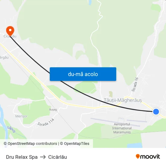 Harta de Dru Relax Spa către Cicârlău