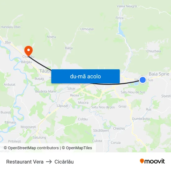 Harta de Restaurant Vera către Cicârlău