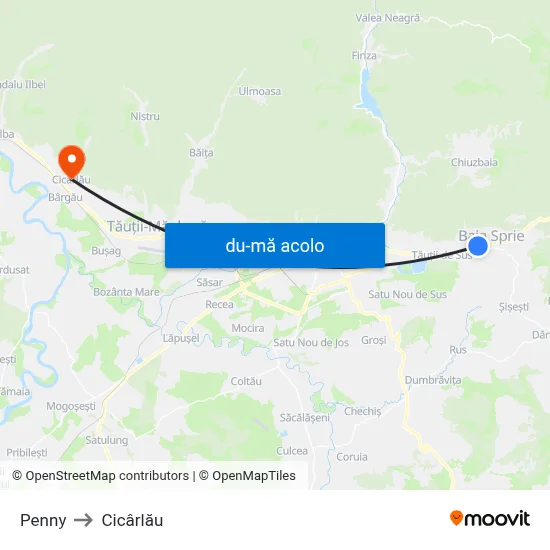 Harta de Penny către Cicârlău