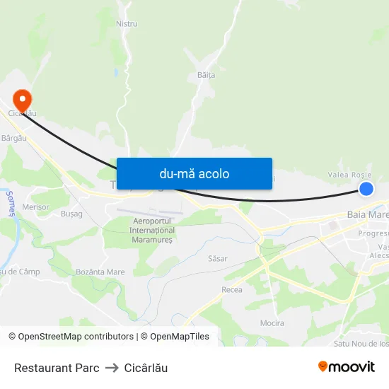 Harta de Restaurant Parc către Cicârlău