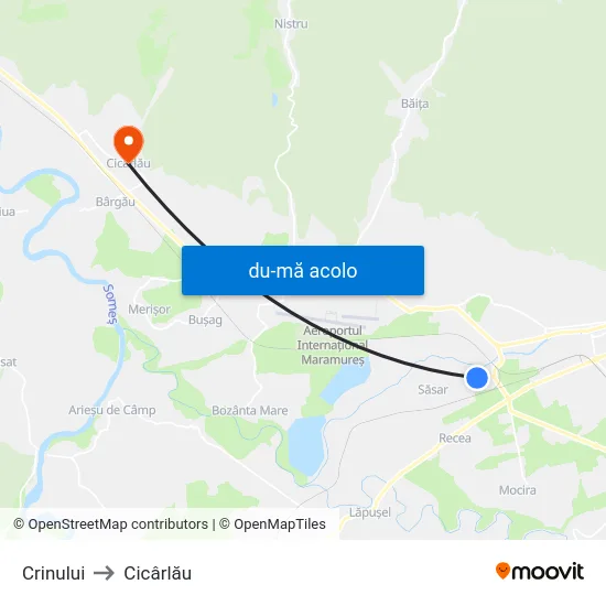 Harta de Crinului către Cicârlău