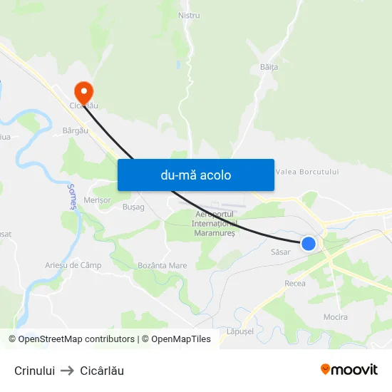 Harta de Crinului către Cicârlău