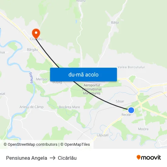 Harta de Pensiunea Angela către Cicârlău