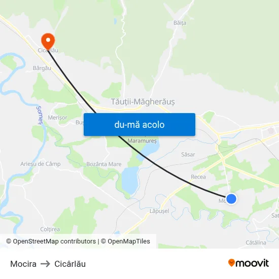 Harta de Mocira către Cicârlău