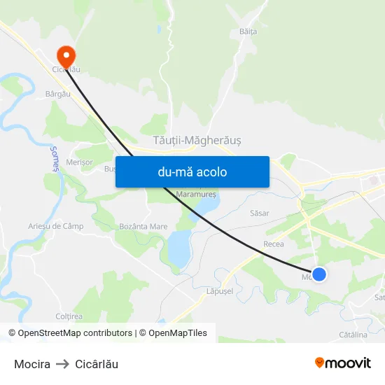 Harta de Mocira către Cicârlău