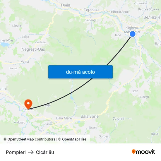 Harta de Pompieri către Cicârlău