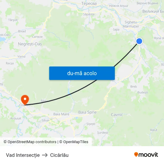Harta de Vad Intersecție către Cicârlău