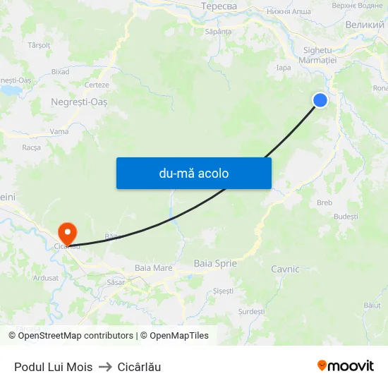 Harta de Podul Lui Mois către Cicârlău
