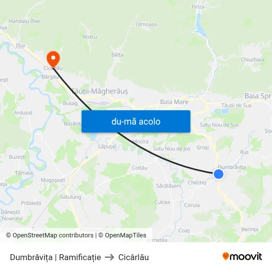 Harta de Dumbrăvița | Ramificație către Cicârlău