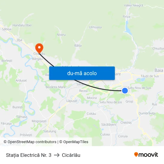 Harta de Stația Electrică Nr. 3 către Cicârlău