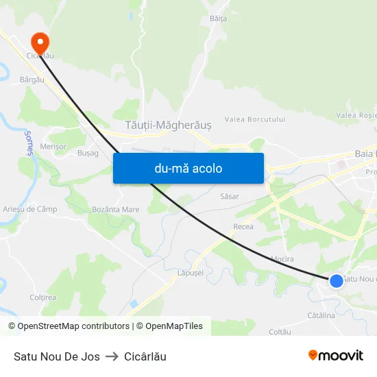 Harta de Satu Nou De Jos către Cicârlău