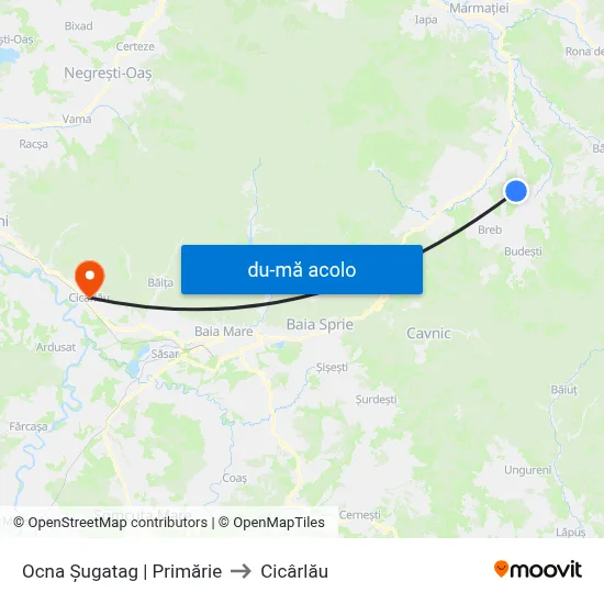 Harta de Ocna Șugatag | Primărie către Cicârlău