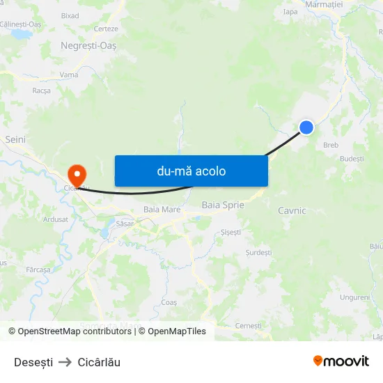 Harta de Desești către Cicârlău