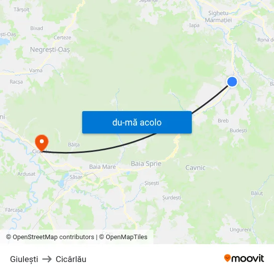 Harta de Giulești către Cicârlău