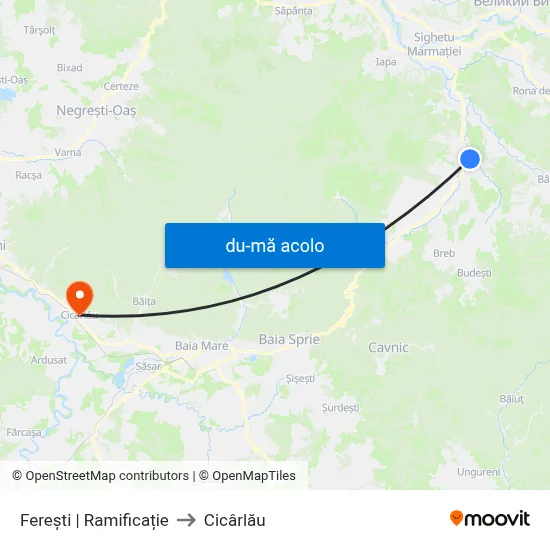 Harta de Ferești | Ramificație către Cicârlău