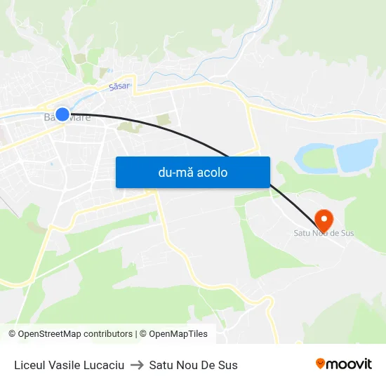 Harta de Liceul Vasile Lucaciu către Satu Nou De Sus