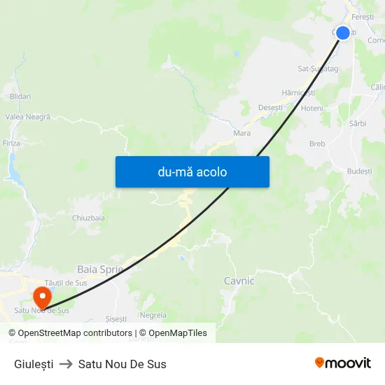 Harta de Giulești către Satu Nou De Sus