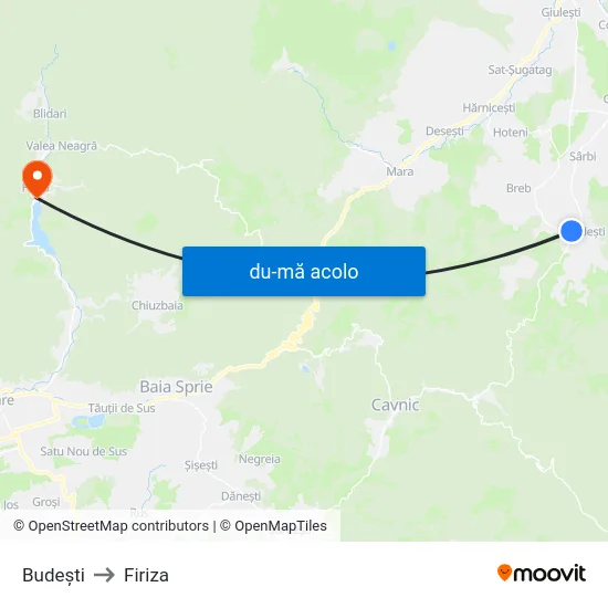 Harta de Budești către Firiza