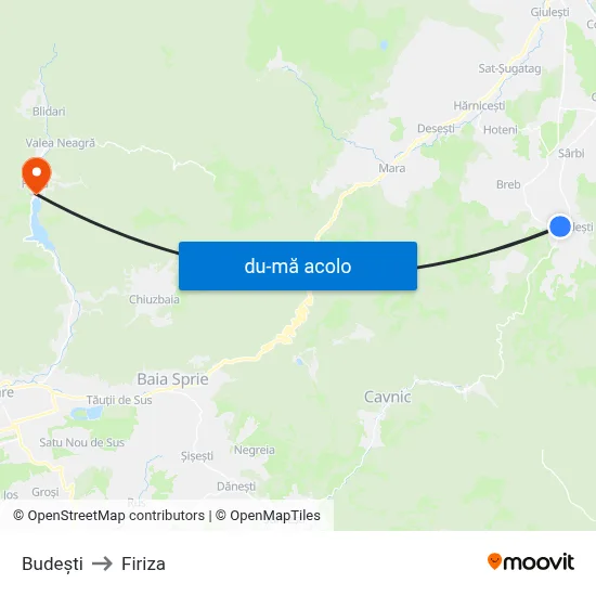 Harta de Budești către Firiza