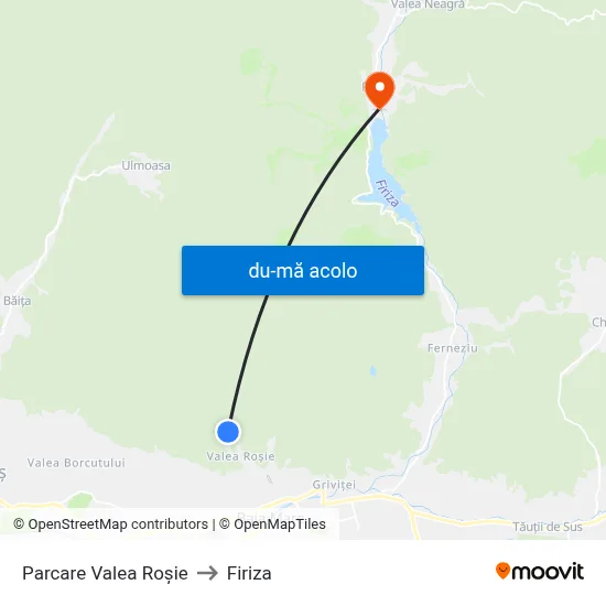 Harta de Parcare Valea Roșie către Firiza
