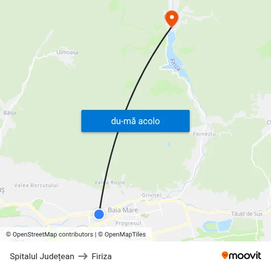 Harta de Spitalul Județean către Firiza