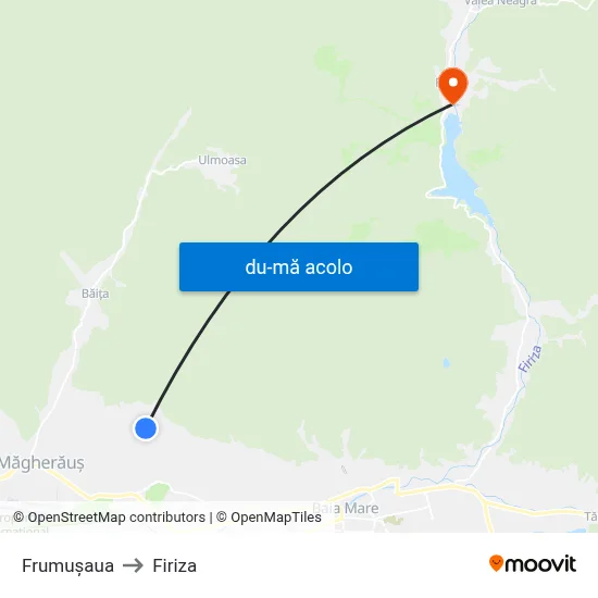 Harta de Frumușaua către Firiza