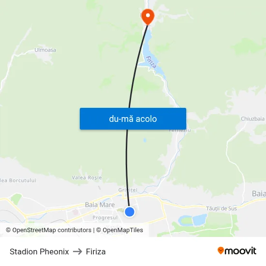 Harta de Stadion Pheonix către Firiza