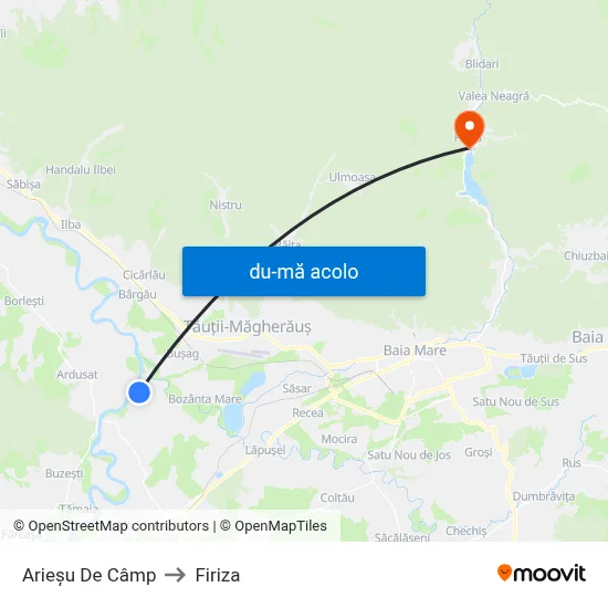 Harta de Arieșu De Câmp către Firiza