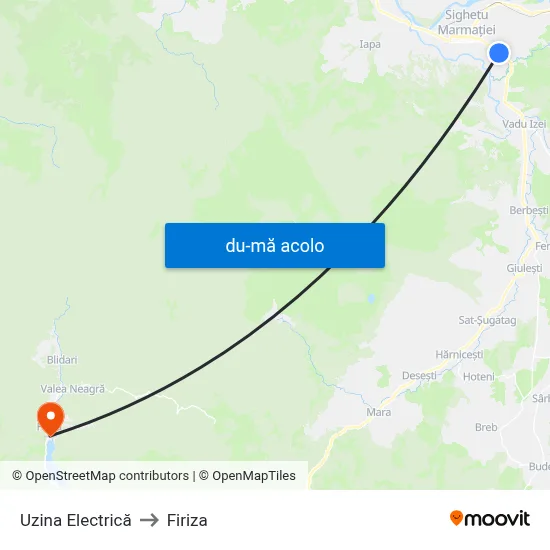Harta de Uzina Electrică către Firiza