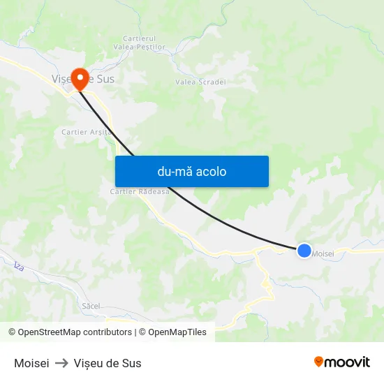 Harta de Moisei către Vişeu de Sus