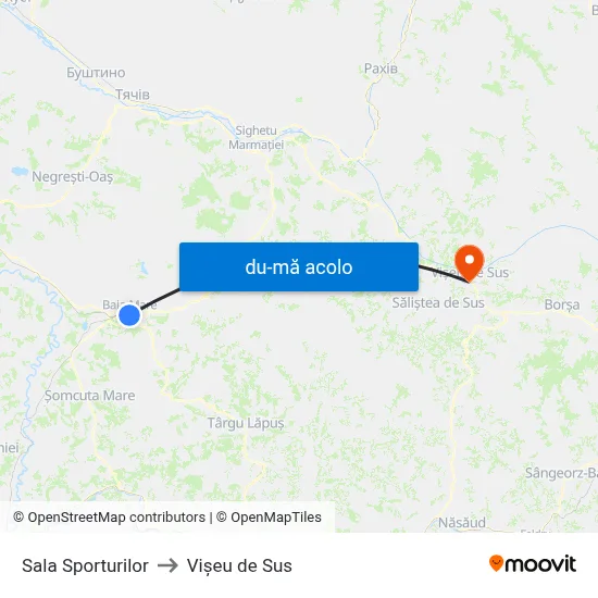 Harta de Sala Sporturilor către Vişeu de Sus