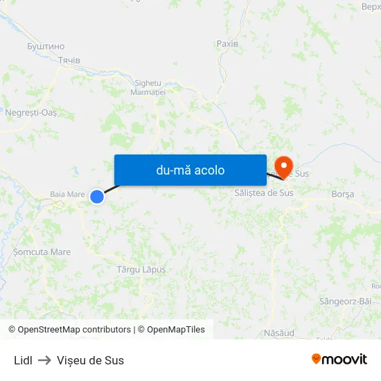 Harta de Lidl către Vişeu de Sus