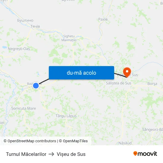 Harta de Turnul Măcelarilor către Vişeu de Sus