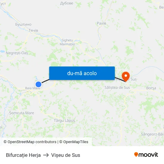 Harta de Bifurcație Herja către Vişeu de Sus