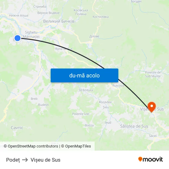 Harta de Podeț către Vişeu de Sus