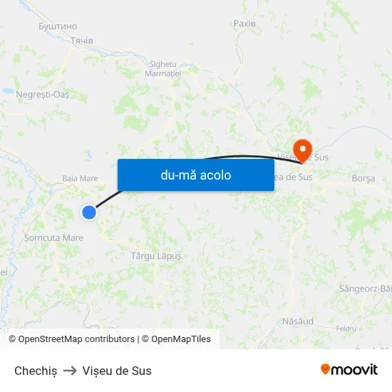 Harta de Chechiș către Vişeu de Sus