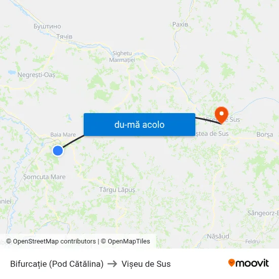 Harta de Bifurcație (Pod Cătălina) către Vişeu de Sus