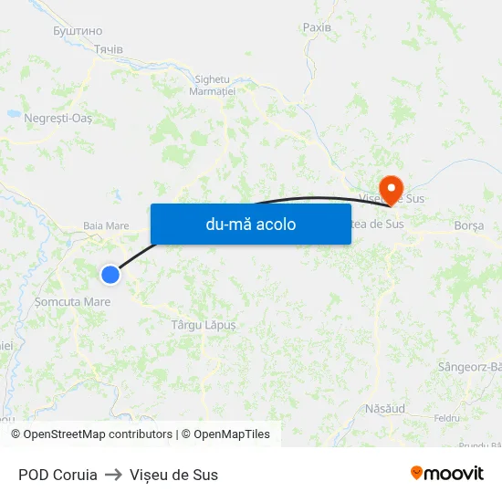 Harta de POD Coruia către Vişeu de Sus