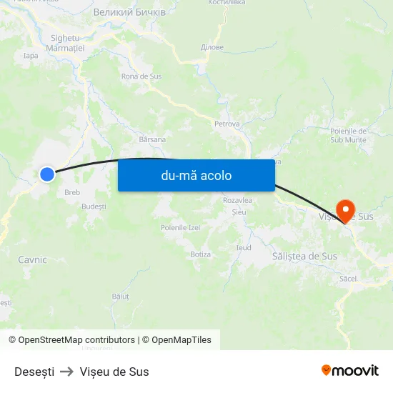 Harta de Desești către Vişeu de Sus