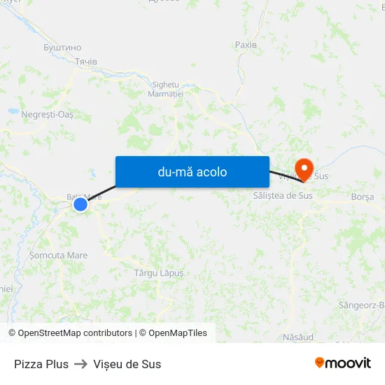 Harta de Pizza Plus către Vișeu de Sus