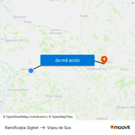 Harta de Ramificația Sighet către Vișeu de Sus