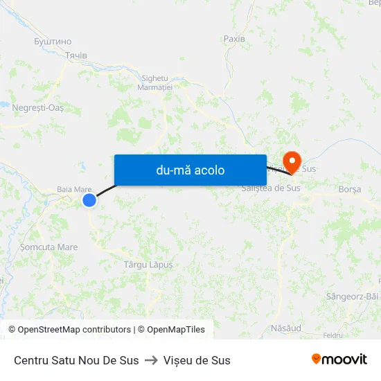 Harta de Centru Satu Nou De Sus către Vișeu de Sus