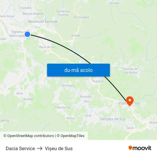 Harta de Dacia Service către Vișeu de Sus