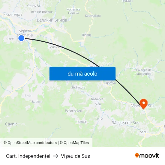 Harta de Cart. Independenței către Vișeu de Sus